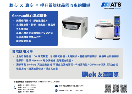 離心 X 真空 = 提升質譜樣品回收率的關鍵